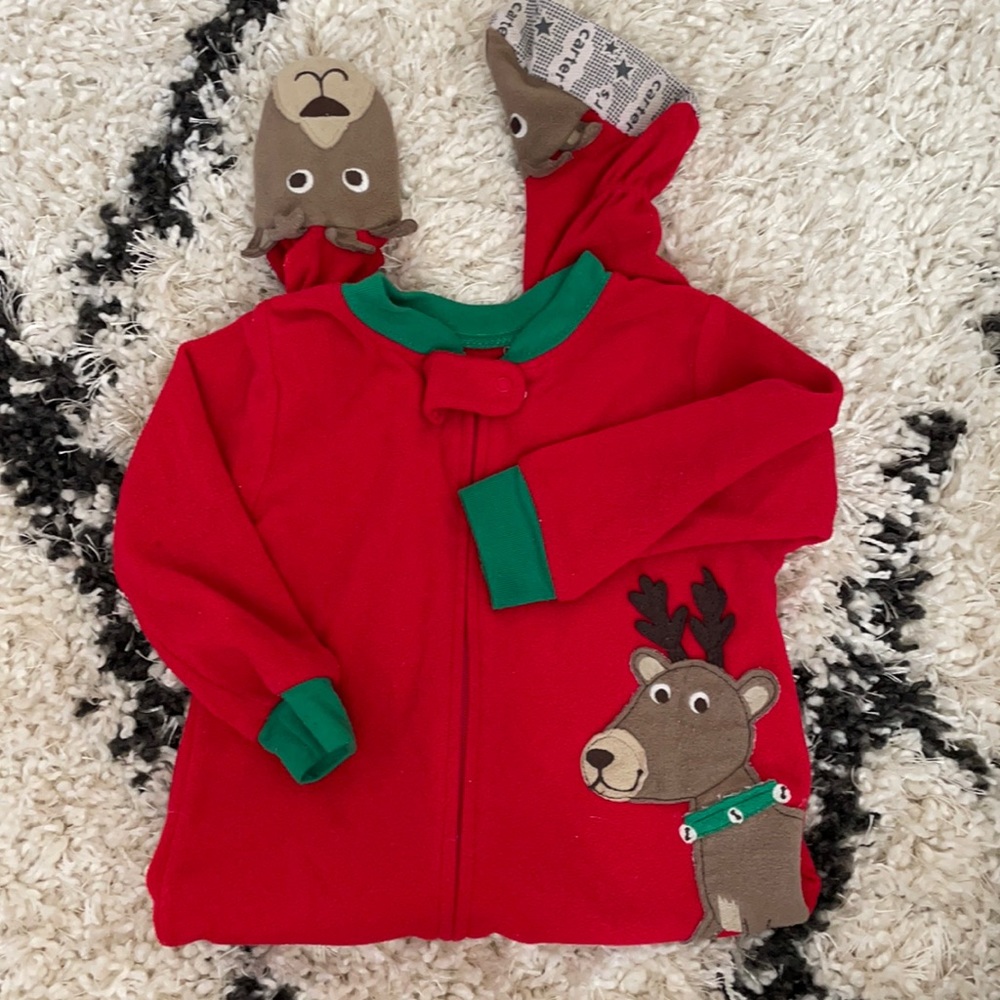 Carter’s fleece footed Christmas reindeer jammies